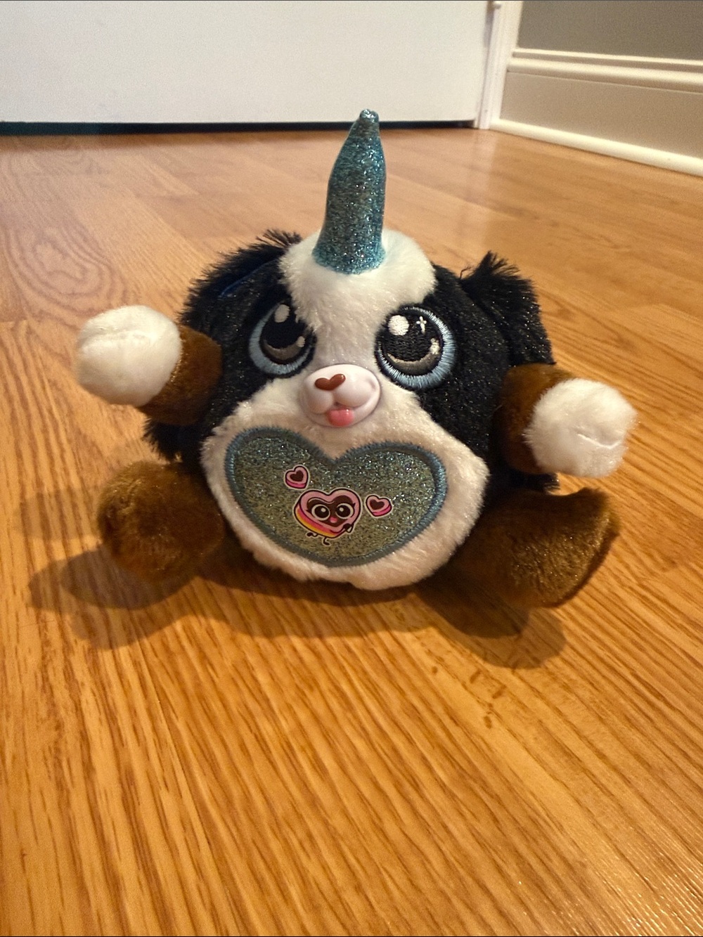 Puppycorn Sparkle Horn Plush Unicorn/Puppy Buddy - Black, White & Blue